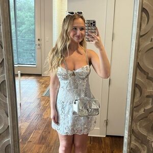 For Love & Lemons Sequin Silver Dress